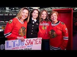 Lieutenant Junior Grade Aubrey Sawyer Gave Her Family The Surprise Of A Lifetime At The Blackhawks Final Home Game Soldier Surprises Blackhawks Soldier