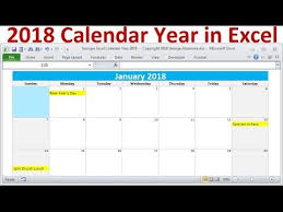 2018 Calendar Year In Excel 2018 Monthly Calendars Year 2018 Calendar With Holidays 2018 Planners Youtube Calendar Event Calendar Photoshop Cs5