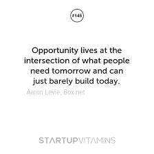 Startup Quotes - Opportunity lives at the intersection of what... via Relatably.com