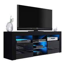 Modern black 63in high gloss tv cabinet stand unit console led light for 70in tv. Milano 145 Modern Tv Stand Matte Body High Gloss Fronts Black Walmart Com Walmart Com