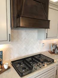 Contempo White Honed 3x6 Marble Backsplash Tiles Installed Herringbone Pattern Marble Backsplash Diy Kitchen Backsplash Marble Backsplash Kitchen
