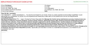 (for example the g 1145 was currently under my husband's name) . Product Specialist Cover Letter