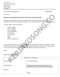 Surat lamaran kerja adalah surat yang dibuat dan ditujukan kepada suatu perusahaan atau perorangan dengan maksud untuk melamar pekerjaan. Contoh Surat Pelepasan Perjalanan Pkp Untuk Peniaga Pekerja Cod Barang