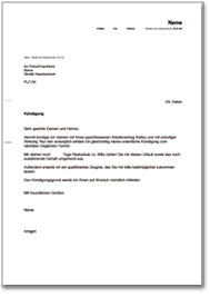 Ungeachtet dessen, ob die kündigung seitens des arbeitgebers oder arbeitnehmers ausgestellt wird, müssen verschiedene formale anforderungen erfüllt werden: Ordentliche Kundigung Durch Den Arbeitnehmer Ch Musterbrief Download