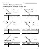 Answers with radicals must be reduced and rationalized. 14 Hw 45 45 90 Workheet Section To Rise At 45 U00b0 With The Horizontal And Connect At The Top Of A Segment 100 Feet High Find X The Length Of The Ramp Course Hero