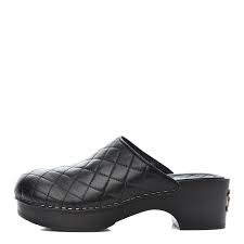 Chanel Lambskin Quilted Cc Clogs 36 Black 795316 Fashionphile