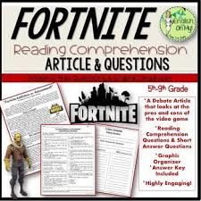Fortnite Article Comprehension Questions With Digital Version Middle School Reading Middle School Language Arts School Reading