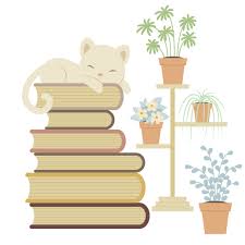 Pet owners poster with lettering. How To Create A Sleeping Cat On A Pile Of Books And Indoor Plants In Adobe Illustrator