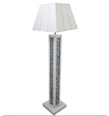 Floor lamp aurora diamante floor lamp bedroom floor lamp height 152 cm. White Crushed Crystal Mirror Sparkle Floor Lamp With Silver Shade White Lamp Ebay
