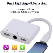 Best Mini Dual Lightning Splitter Adapter Audio Aux Converter Sale Online Shopping White Cafago Com