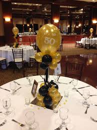 Glamorous Black And Gold 50th Birthday Party Decorations Black And Gold Balloon Centerpieces For A 50th Birthday Or Anniversary 50th Birthday Party Decorations 50th Birthday Centerpieces 50th Birthday Decorations