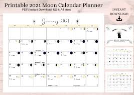 2021 Printable Moon Astrological Calendar Planner Moon Phases Etsy Moon Calendar Book Of Shadows Solar And Lunar Eclipse