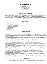 logistics specialist resume templates