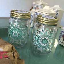 Mandalas On Jars Painting Glass Jars Mason Jar Art Glass Painting Designs