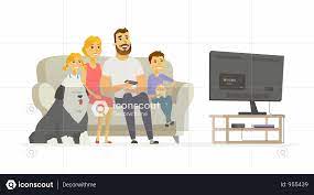 Premium Happy Family Watching Tv Illustration Download In Png Vector Format Illustration Business Illustration Cartoon People