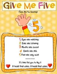 Give Me Five Set To A Familiar Tune Classroom Songs Preschool Classroom Classroom Rules