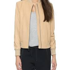 Vince Leather Bomber Jacket Xl Beige 895 Zip Up Minimalist Genuine Goat Leather Vince Bomber Any Leather Bomber Bomber Jacket Leather Bomber Jacket