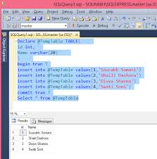 Table Variable In Sql Server