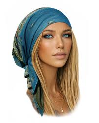 Turquoise Headscarf Non Slip Cashmere Head Wear Boho Chic Pre-tied Bandana 