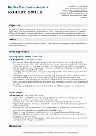 Mail carrier/city carrier assistant resume objective : Mail Carrier Resume Samples Qwikresume