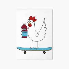 A chicken trabalhando pelo melhor do skate sempre! Chicken Skateboard Art Board Prints Redbubble