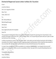 Approval Letter To Boss For Vacation Leave Sample Letter
