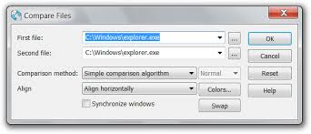Hexeditorneo Comparing Binary Text Files Dialog Window Overview