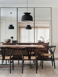Wishbone Chairs Mirror Dining Room Dining Room Wall Decor Minimalist Dining Room