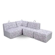 Could use a wipe down and seam on ottoman is coming apart. Kangaroo Trading Kids 4 Piece Floral Upholstered Sectional Sofa With Ottoman Tribal Pebbles Kangaroo Upholstered Sectional Black Upholstery Fabric Sectional