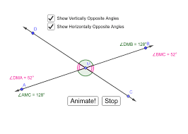 Vertical angles are formed when two lines intersect. Vertically Opposite Angles Geogebra