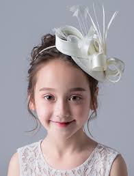 Wear this for girls in oval and elongated face shape. Flower Girl Fascinator Hat Ivory Vintage Hair Accessories Satin Little Girls Hair Pieces Milanoo Com