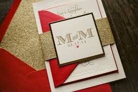 Red Gold Mirror Letterpress Wedding Invitation Sample Kristin Wedding Invitation Red Gold Gold Wedding Invitations Letterpress Wedding Invitations