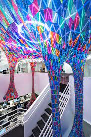 Behance S New York City Headquarters Feature A Dazzling Installation Glass Art Installation Artistic Installation Glass Art