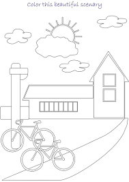 Painting scenery coloring pages for toddlers. Beautiful Scenery Coloring Page For Kids 3
