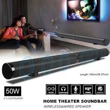 Jbl's bar 5.1 offers a more streamlined take on the surround sound soundbar system. Soundbar 50w Stereo Bluetooth Sound Bar Speaker 39 37 Inch 2 0 Channel Digital Amplifier Wired Wireless Home Theater With Remote Control For Tvs Pcs Tablets And Smartphones Supports Aux Optical Hdmi Arc Rca Usb Subwoofer Output Wish