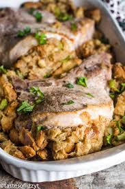I also use less of everything (less than a cup of flour 2 eggs etc.) and instead of all of the seasonings i just use italian style bread crumbs. Stuffed Pork Chops Recipe With Savory Bread Stuffing