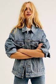 Free people knit hooded denim jacket l large black pumice distressedtop rated seller. Dad Trucker Jacket Free People Jackets Denim Jacket Oversize Jacket Levi S Jacket Trucker Jacket Trucker Jacket Women Levis Jacket Outfit