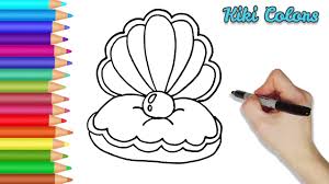 The giant clam gets its beautiful, vibrant colors from the algae that lives within its cells! How To Draw Clam With Pearl Part 1 Teach Drawing For Kids And Toddlers Coloring Page Video Youtube