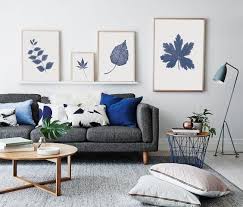 Navy Blue Wall Art Set Fall Wall Decor Printable Blue Plant Etsy In 2020 Living Room Scandinavian Living Room Color Schemes Living Room Pictures
