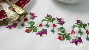 All single design downloads include the following formats: Christmas Machine Embroidery Design Poinsettia Border