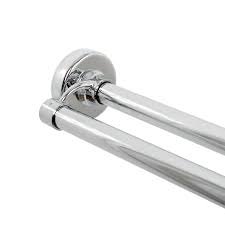 Neverrust 44 In 72 In Aluminum Adjustable Tension No Tools Double Shower Rod In Chrome 36602ss The Home Depot In 2021 Double Shower Curtain Rod Double Shower Curtain Shower Rod