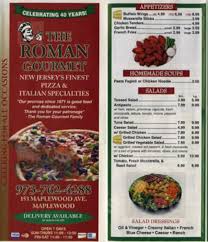 Roman Gourmet Menu In Maplewood New Jersey Usa