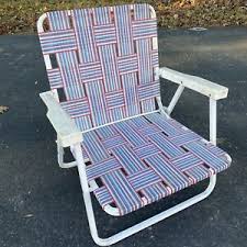 Personalized camp chairs keep your name around for all their fun summer adventures and events. Vintage Aluminum Folding Lawn Chair Plastic Webbing Red White Blue Low Boy Guc Ebay
