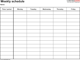 free weekly schedule templates for excel 18 templates