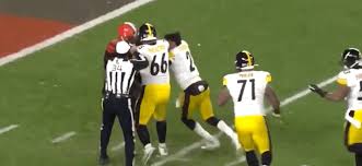 Maurkice pouncey (#53) threw punches and a kick. Handling Myles Garrett And The Battle For First Place In The Afc North Behind The Steel Curtain