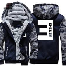 New Eminem Hoodies Warm Jackets Men Winter Hip Hop Coat Fashion Men Thicken Zipper Striped Patchwork Hood Eminem Hoodie Winter Jacket Men Hooded Sweatshirt Men