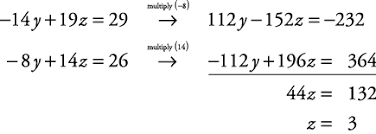 Substitute into equation (8) and solve for y. Linear Equations Solutions Using Elimination With Three Variables