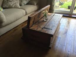 Rustic Chunky Coffee Table Storage Chest Hand Made Solid Oak Finished Pine Country Style Free Pos Coffee Table Family Room Makeover Tiny House Inspiration