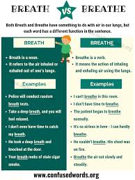 Breath Vs Breathebreath Or Breathe When To Use Breathe Or Breath Despite Being Very Distinct In Ter Learn English Words English Vocabulary Words Learn English