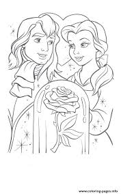 Beauty and the beast is a disney animated film released in 1991 about belle's quest to save her father from the beast. Belle And Handsome Beast By The Rose Disney Princess Ea67 Coloring Pages Printable